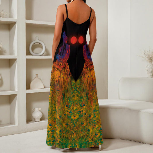 “Blood Moon” Women's Elegant V-Neck Maxi Dress