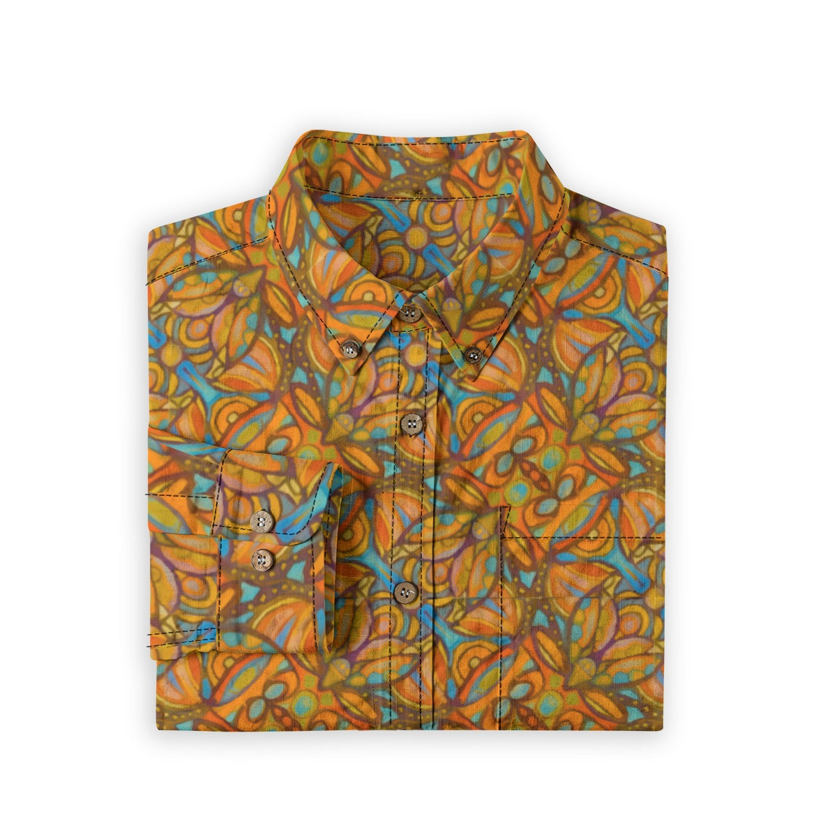 “Bloomfield Ochres” Men's Casual Lapel Long Sleeve Shirt|125GSM Cotton