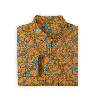 “Bloomfield Ochres” Men's Casual Lapel Long Sleeve Shirt|125GSM Cotton