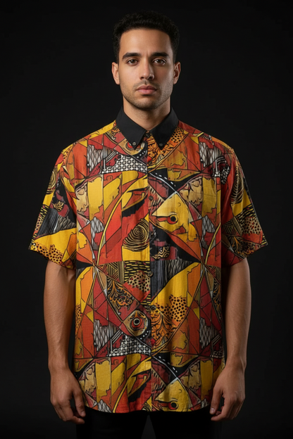 “Ochre Waters” Men's Breathable Cotton Shirt|125GSM