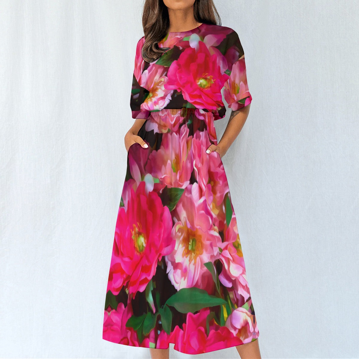 “Summer Blush” Women's Elastic Waist Dress