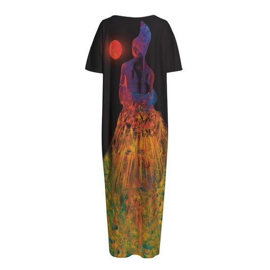 “Blood Moon” Women's Long Dress With Pocket