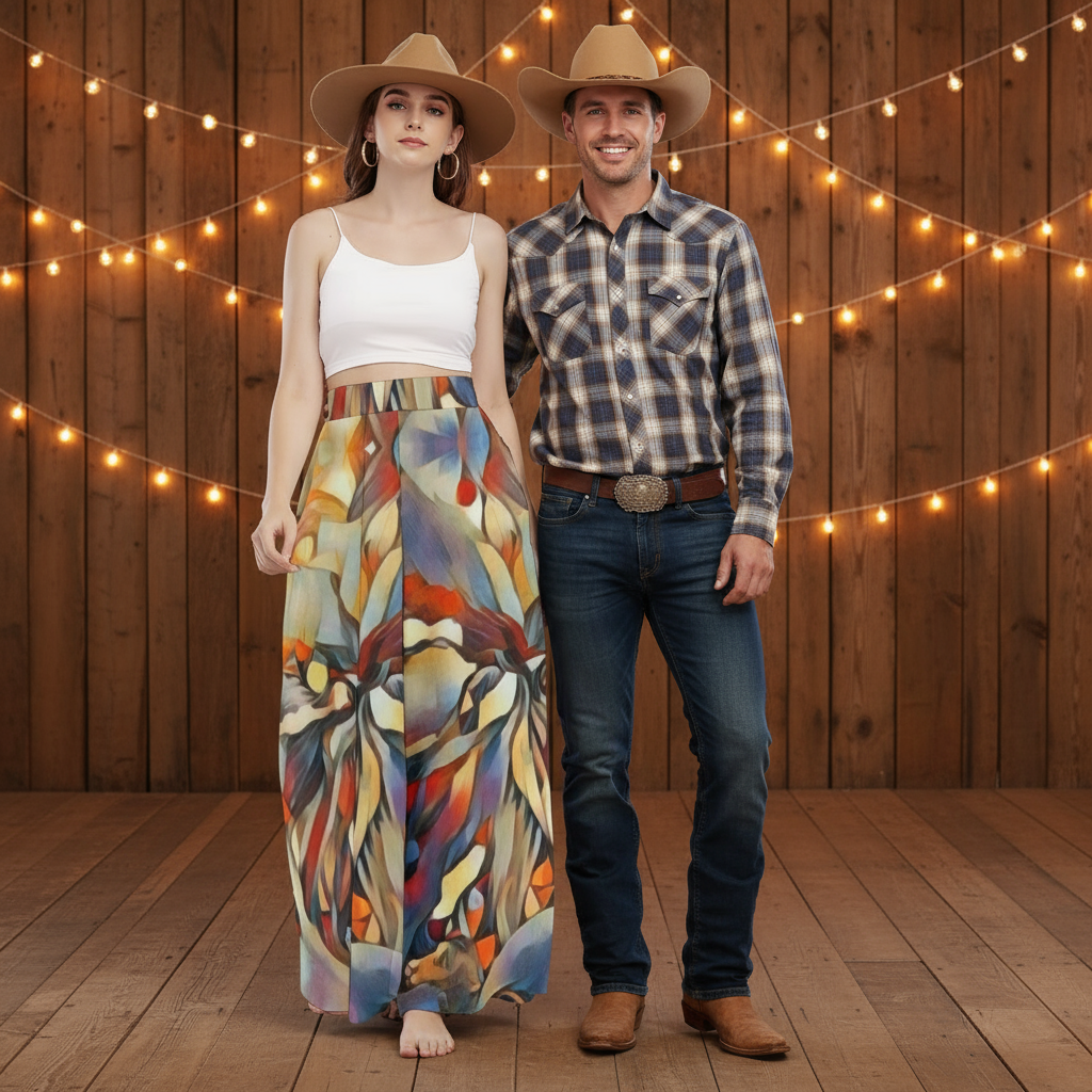 “Outback Hues” Women's High Waist Wide Leg Trousers