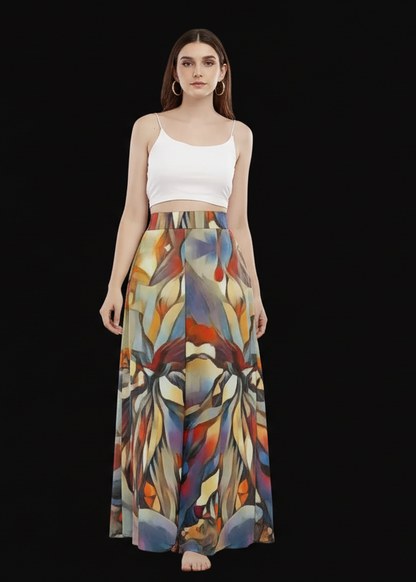 “Outback Hues” Women's High Waist Wide Leg Trousers