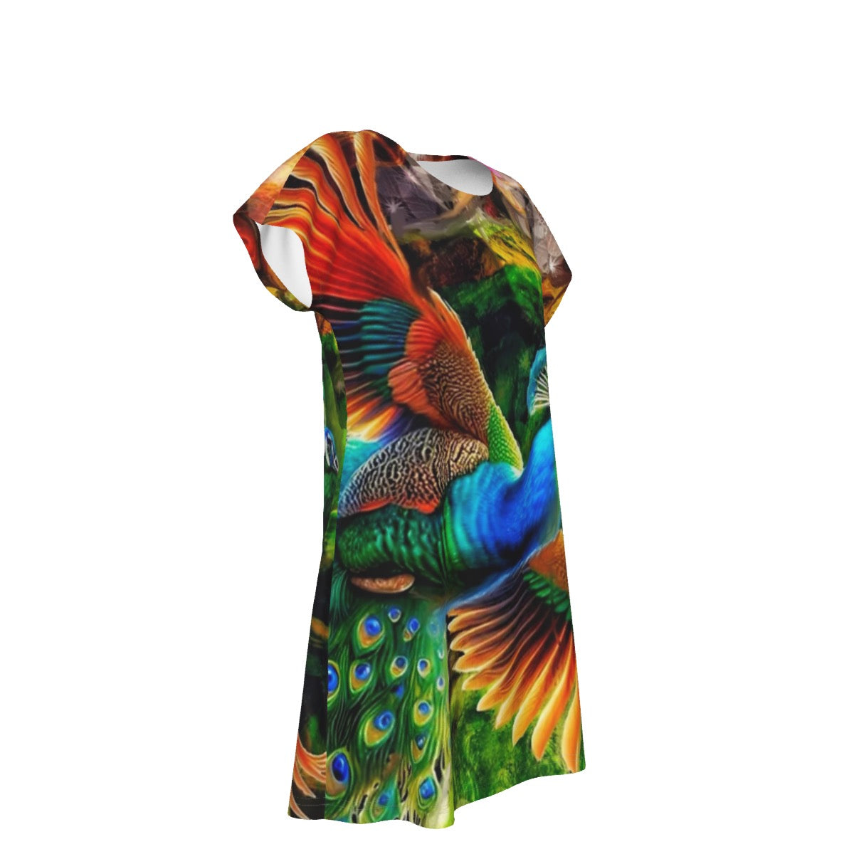 “Peacock Flight”- Women's Short Sleeve Dress