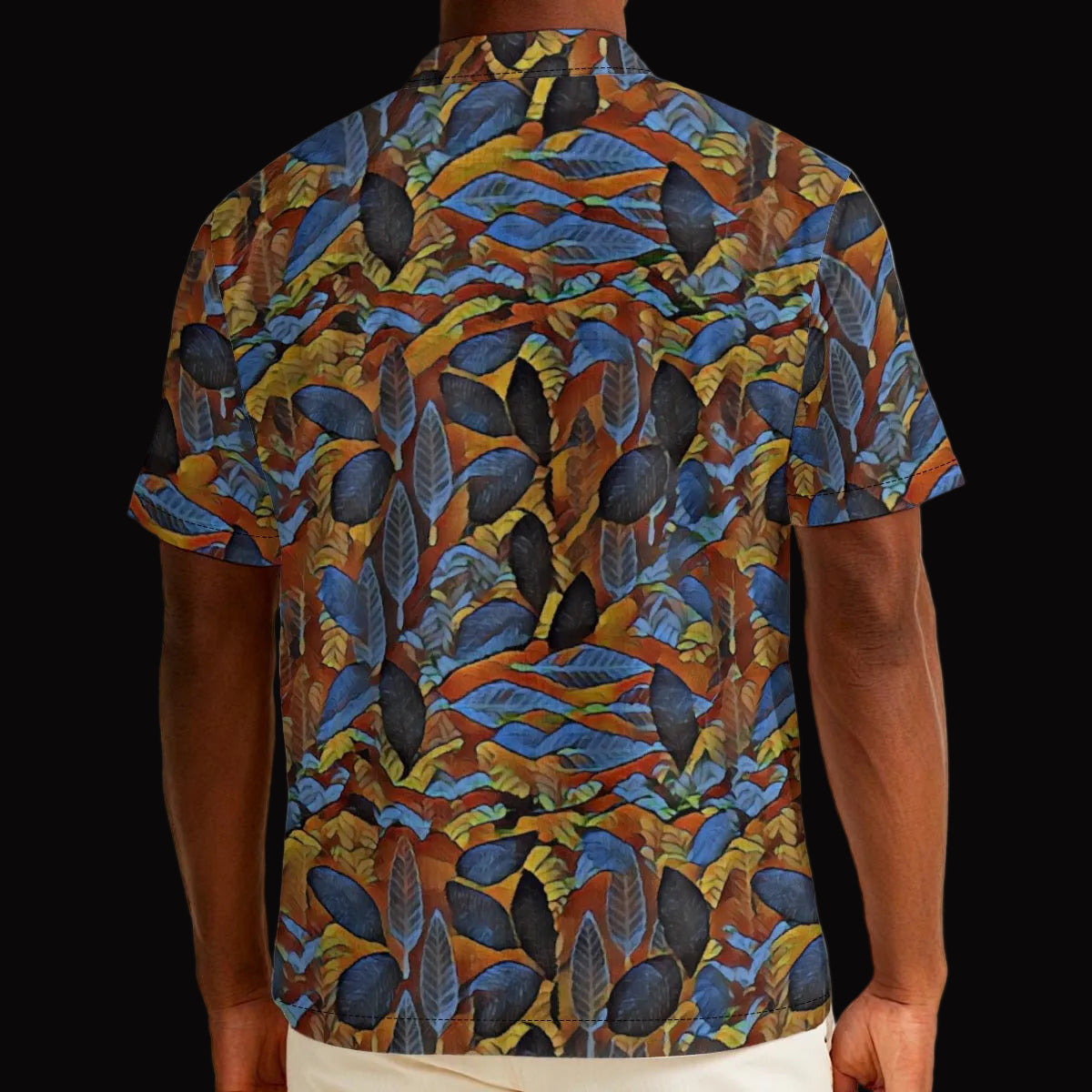 “Sapphire Rust“ Men's Hawaiian Shirt With Button Closure |115GSM Cotton poplin