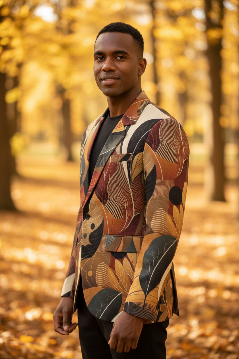 “Tangled Tinder” Men's Casual Flat Lapel Collar Blazer | 245GSM Cotton