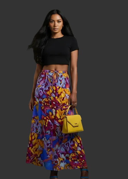 “The Language of Light” Women's Pleated Long Skirt