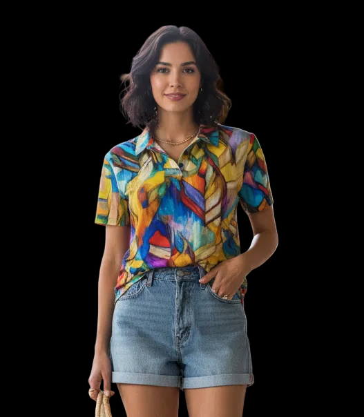 “Colour Block” Women's UV Protection POLO Shirt