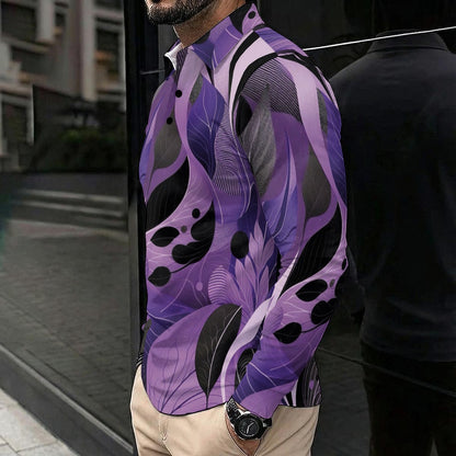 “Tangled Lilac” Men's Polo Shirt With Long Sleeve