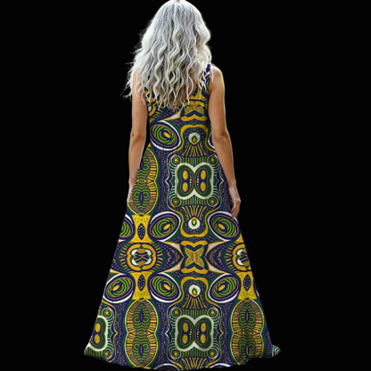 “Ancestral Tapestry” Women’s Sleeveless Maxi Dress