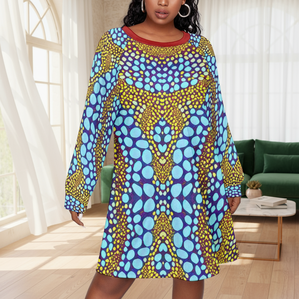 “Sunstone” Women's Dress With Raglan Sleeve(Plus Size)