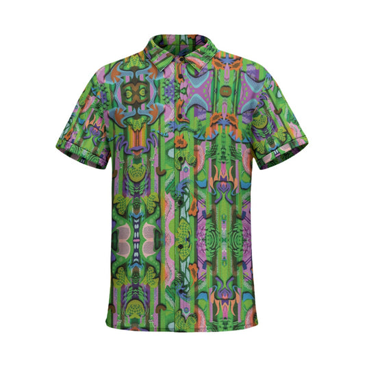 “Labyrinth”  Green: Men's Business Collared Shirt|115GSM Cotton poplin