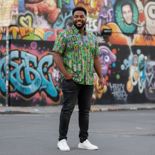 “Labyrinth”  Green: Men's Business Collared Shirt|115GSM Cotton poplin