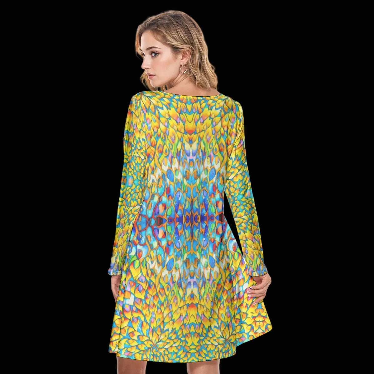 “Iridescent” Women's Round Neck Dress|190GSM Cotton