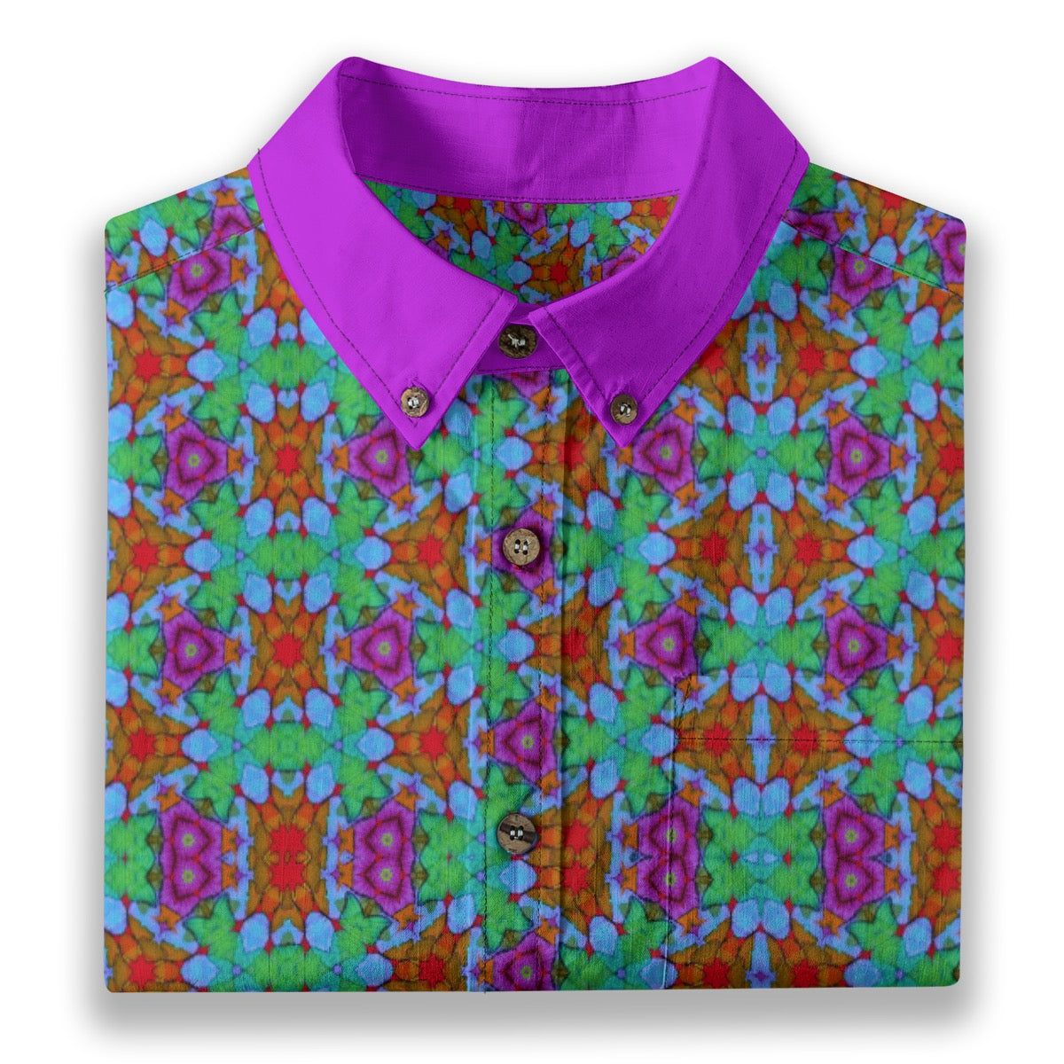 “Fuchsia Fractal” Men's Breathable Cotton Shirt|125GSM