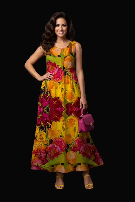 “Radiant Harmony” Women’s Sleeveless Maxi Dress