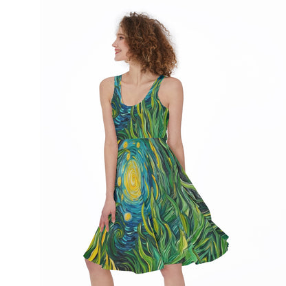 “Vincent Through the Seagrass” Women's Sleeveless Dress