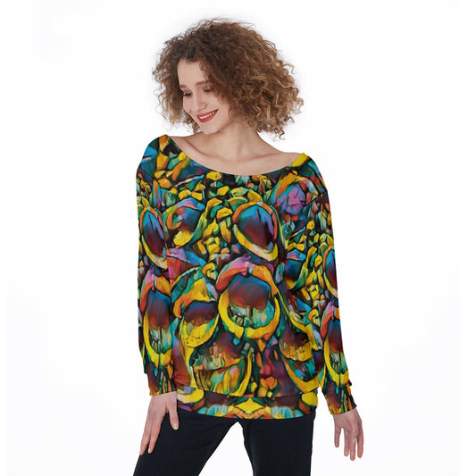 “Spectrum” Women's Off-Shoulder Sweatshirt