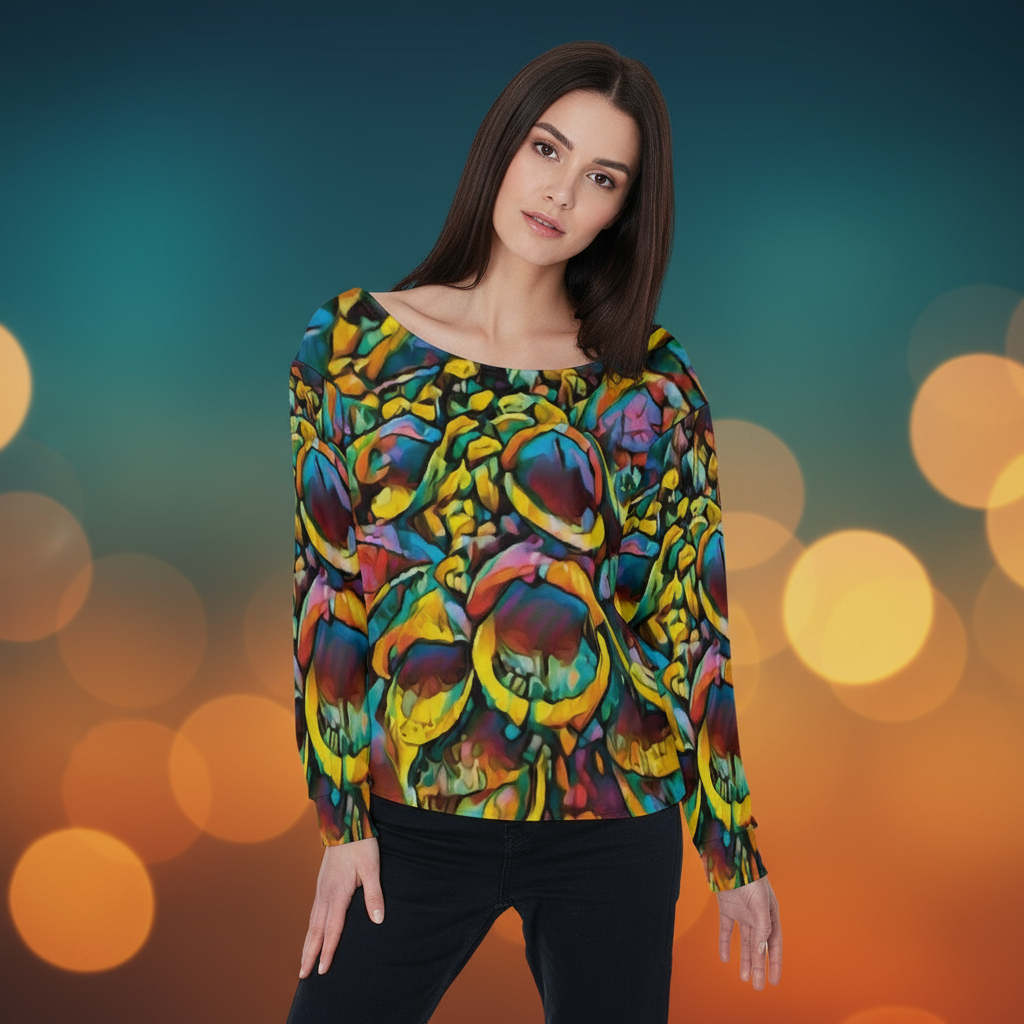 “Spectrum” Women's Off-Shoulder Sweatshirt