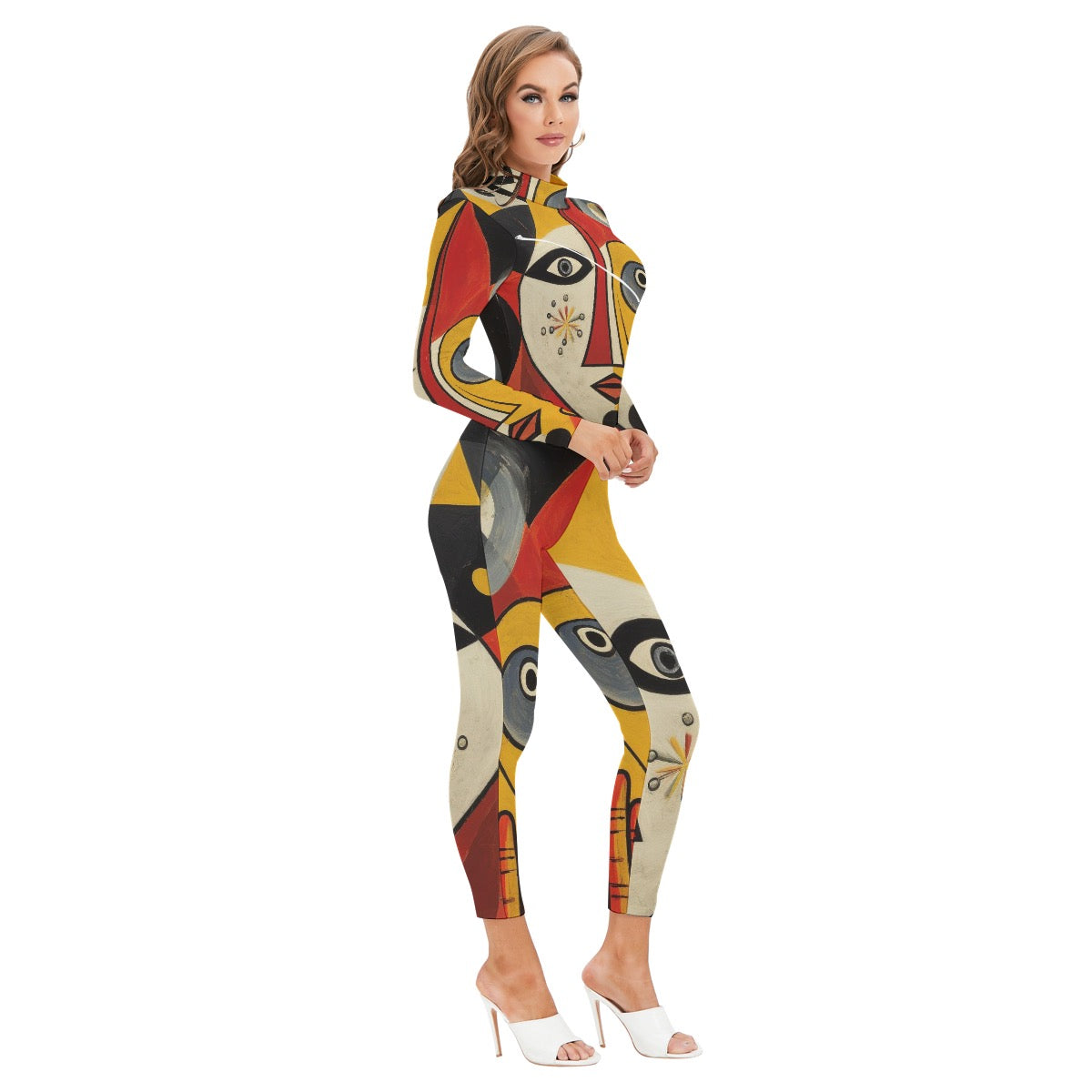 “Mondricasso” Women's Long-sleeved High-neck Jumpsuit With Zipper