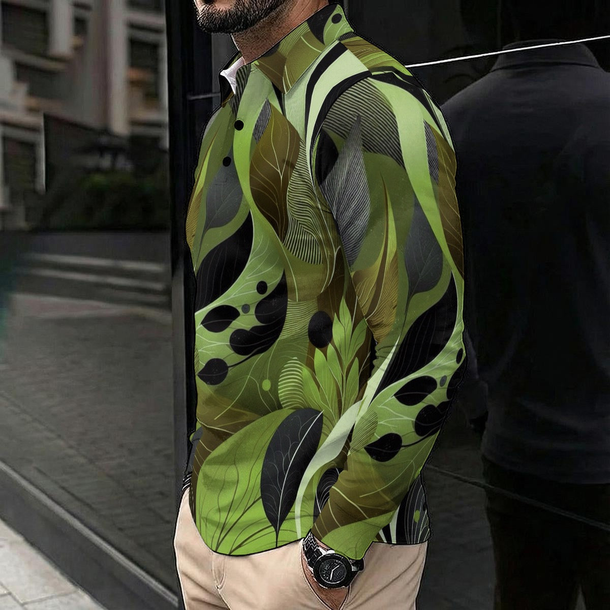 “Tangled Camo” Men's Polo Shirt With Long Sleeve