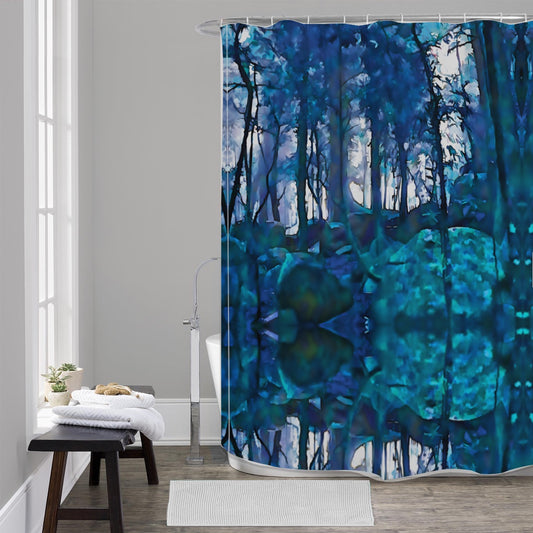 “Blue Forest” Shower Curtains.