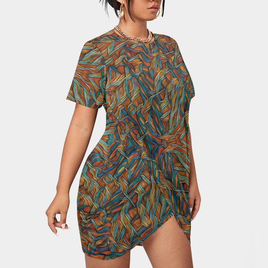 “Outback Breeze”  Women’s Stacked Hem Dress With Short Sleeve（Plus Size）