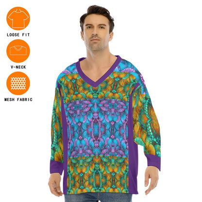 “Jewel Cascade” Men's V-neck Ice Hockey Jersey