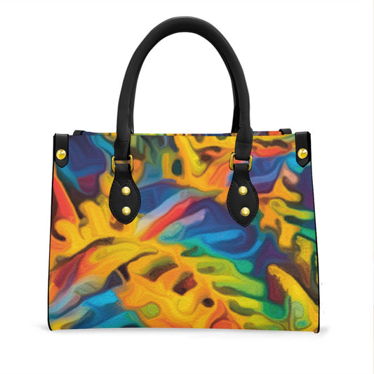 “Rainbow Fernery” Women's Tote Bag With Black Handle