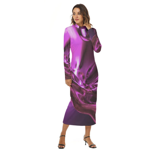 “Glass Wave” Fuchsia : All-Over Print Women's Hip Dress