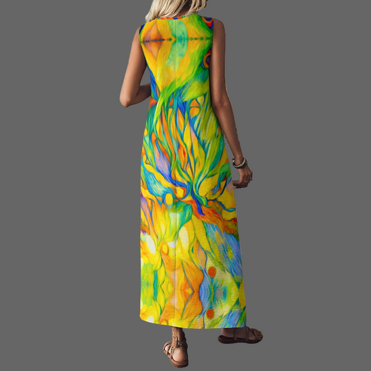 “Iridescence” Women's V-Neck Long Dress