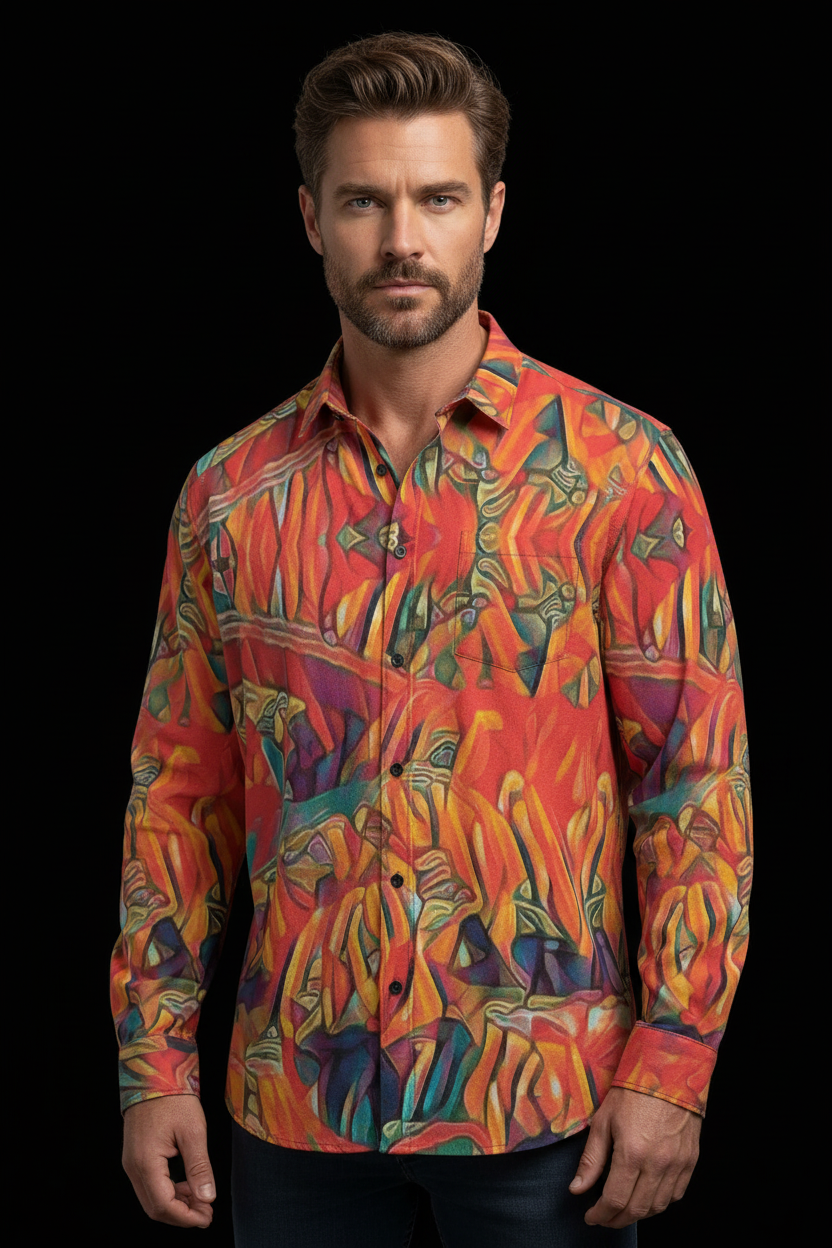 “Chromatic Fusion” Business Long Sleeve Pocket Shirt|115GSM Cotton poplin
