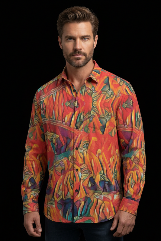 “Chromatic Fusion” Business Long Sleeve Pocket Shirt|115GSM Cotton poplin