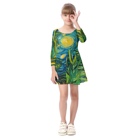 “Vincent Through the Seagrass” Kid's Long Sleeve Dress