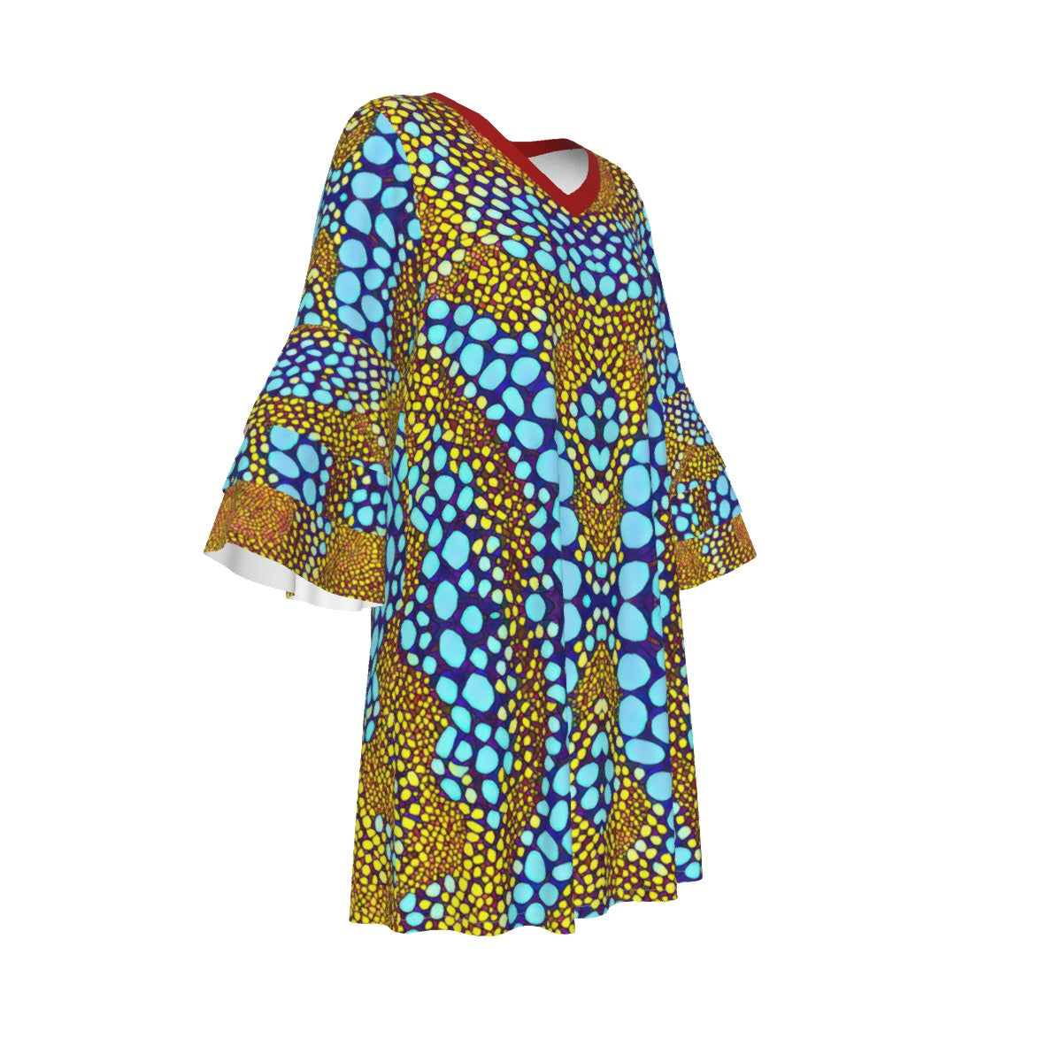 “Sunstone” Women's Stacked Ruffle Sleeve Dress