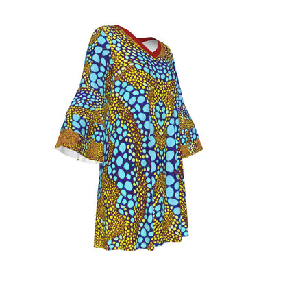 “Sunstone” Women's Stacked Ruffle Sleeve Dress