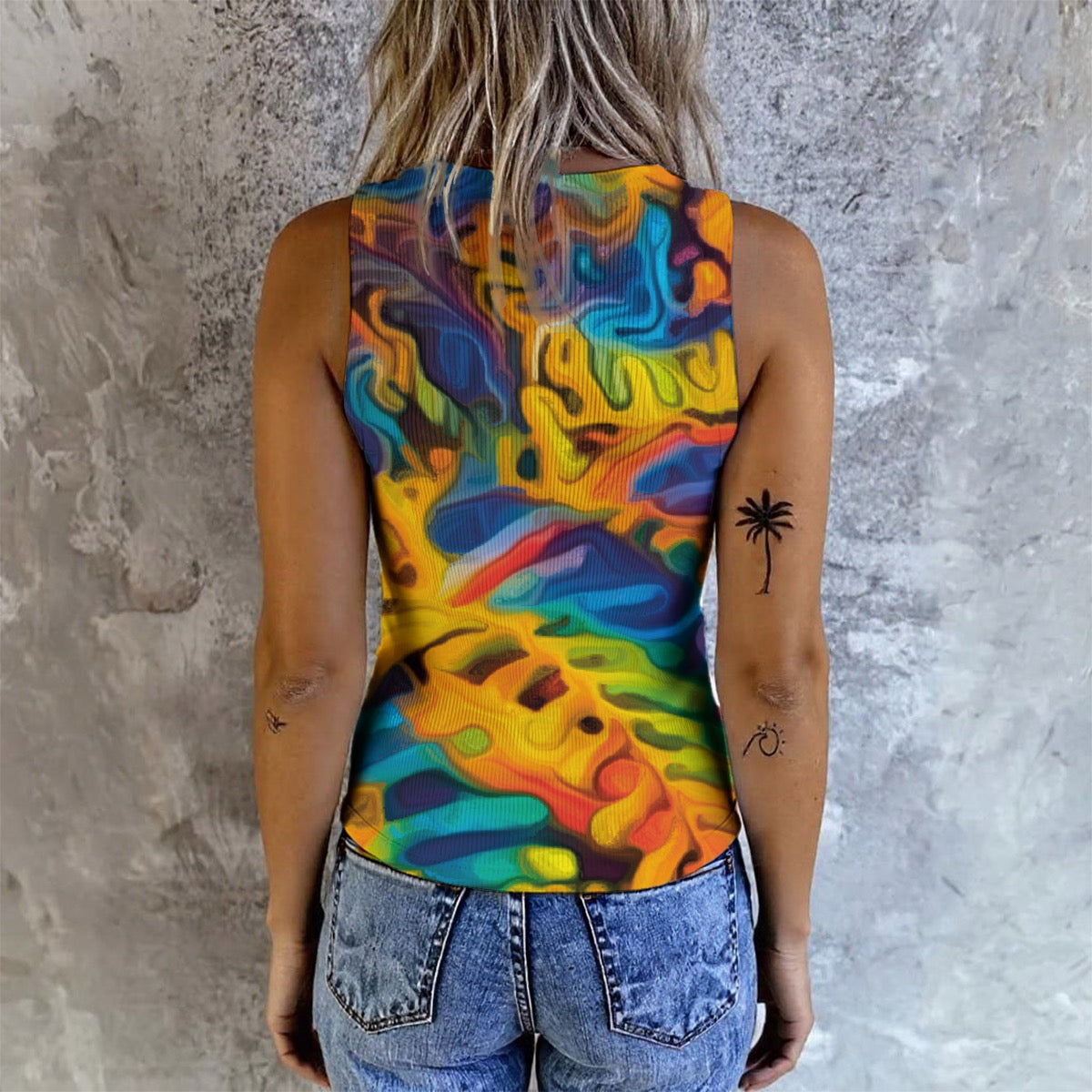 “Rainbow Fernery” Women's Button Vest