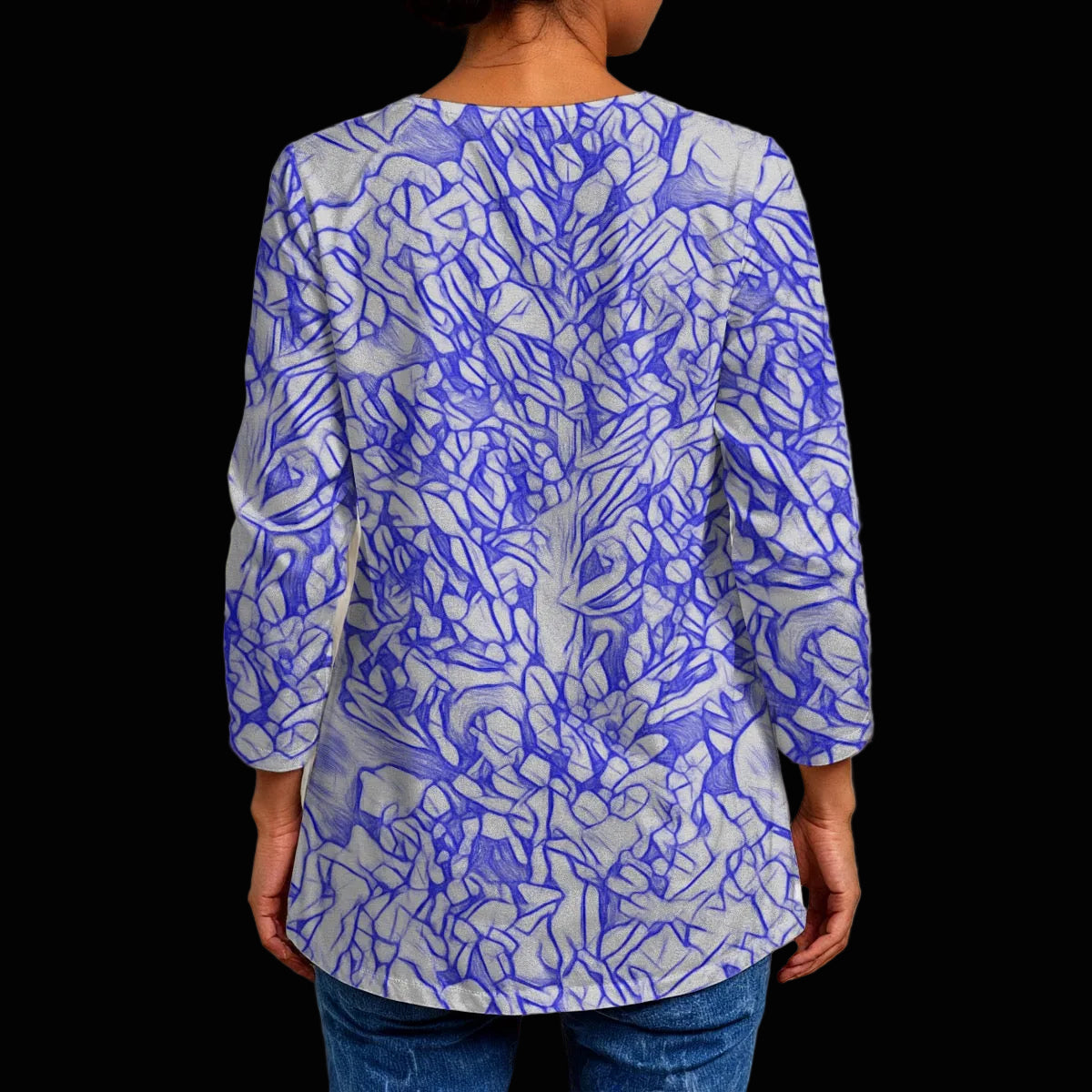 “Blue & White”  Women's Faux Sweater Cardigan