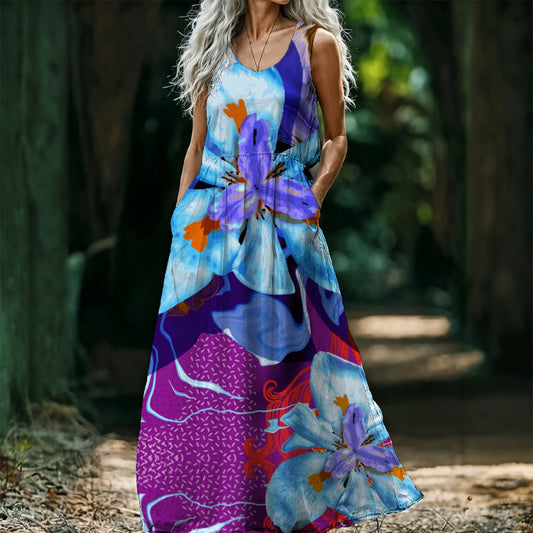 “The Blue Dietes” Sleeveless Maxi Dress