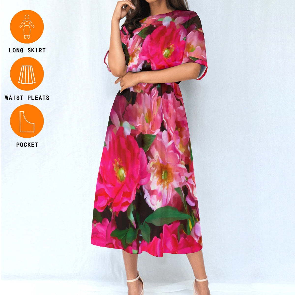 “Summer Blush” Women's Elastic Waist Dress