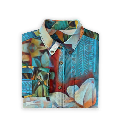 “Gardenia” Men's Casual Lapel Long Sleeve Shirt|125GSM Cotton