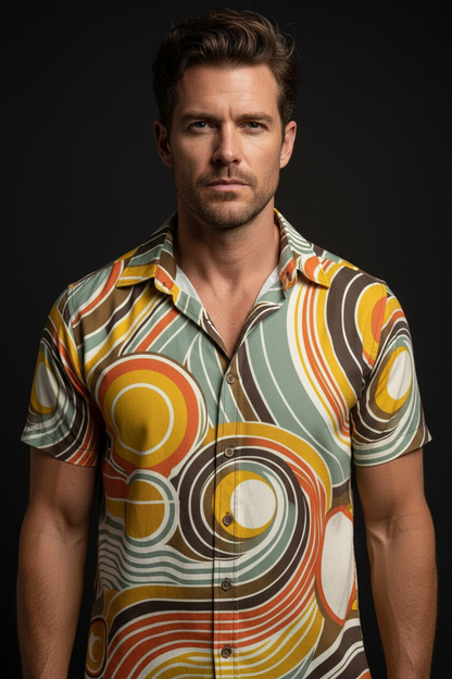 “Retro Vibe”  Men's Breathable Cotton Shirt|125GSM