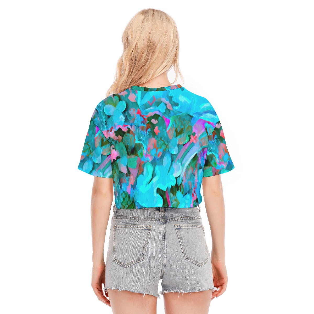 “Aqua Flora” Women's Cropped T-shirt | 190GSM Cotton
