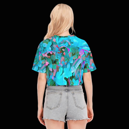 “Aqua Flora” Women's Cropped T-shirt | 190GSM Cotton