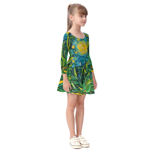 “Vincent Through the Seagrass” Kid's Long Sleeve Dress