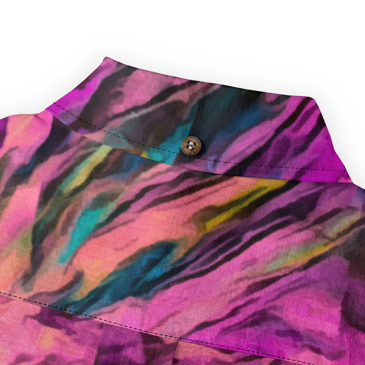 “Fuchsian Vortex” Men's Casual Lapel Long Sleeve Shirt|125GSM Cotton