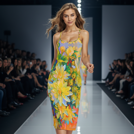 “Summer Daze” Women's Bodycon Spaghetti Strap Midi Dress