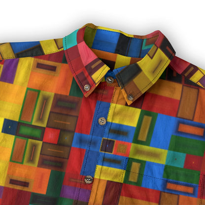 “Blocked” Men's Casual Lapel Long Sleeve Shirt|125GSM Cotton