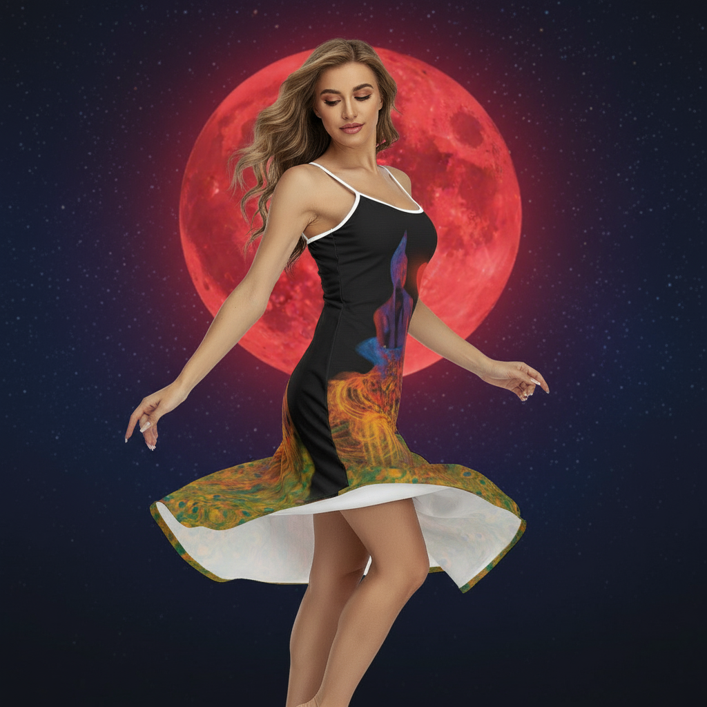 “Blood Moon” Women's Back Cross Cami Dress